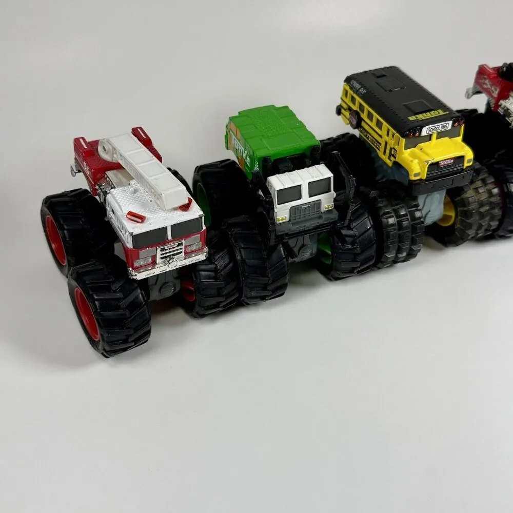 Tonka Metal Movers Garbage Truck, School Bus Fire Trucks Diecast Monster Trucks